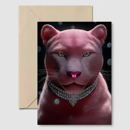 Pink Panther Portrait Diamond Necklace Dark Background