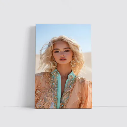 Blonde Woman Desert Boho Fashion Portrait