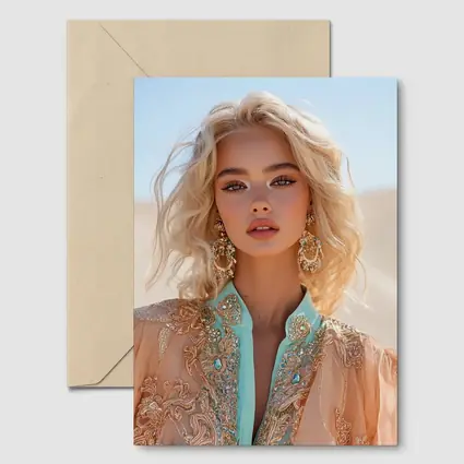 Blonde Woman Desert Boho Fashion Portrait