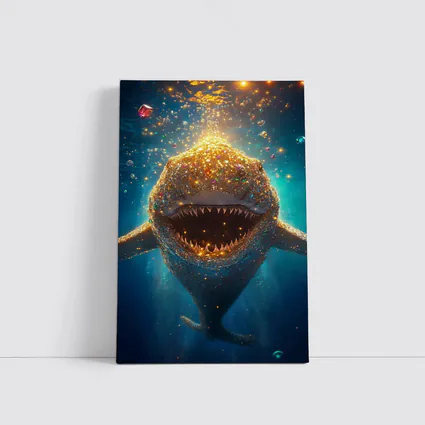 Glittering Shark With Gems Underwater Fantasy