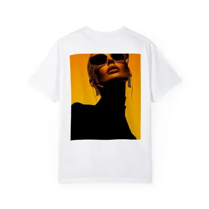 Fashion Woman Sunglasses Orange Gradient Background