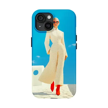 Elegant Woman Cream Outfit Blue Sky