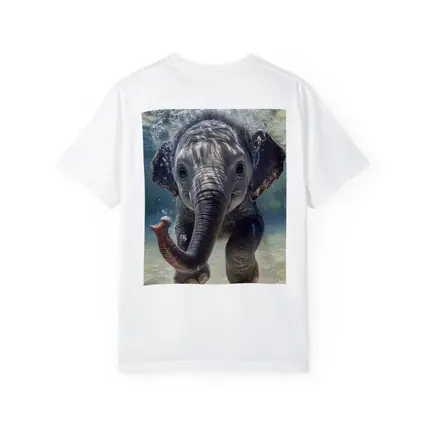 Baby Elephant Swimming Underwater Blue Green
