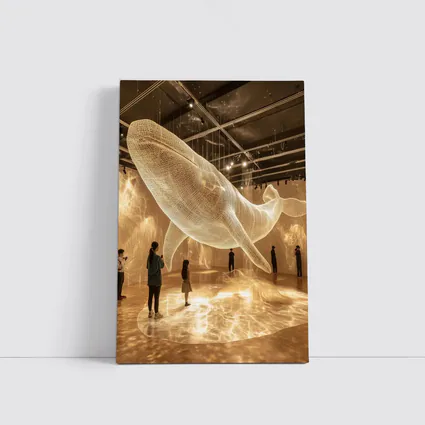Glowing Wire Mesh Whale Art Installation Gallery