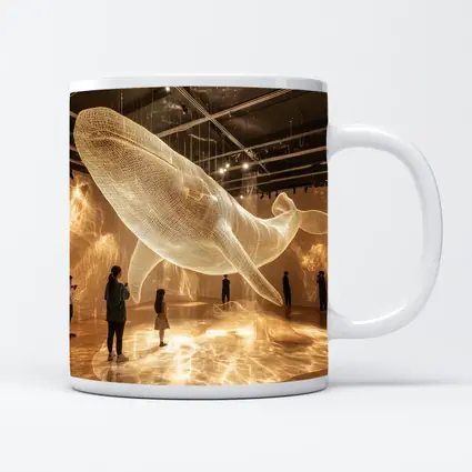 Glowing Wire Mesh Whale Art Installation Gallery
