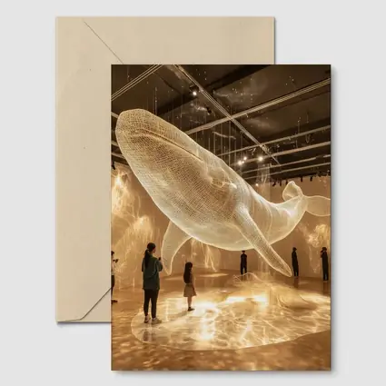 Glowing Wire Mesh Whale Art Installation Gallery
