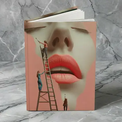 Tiny Women Painting Giant Face Pink