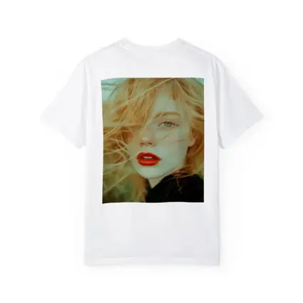 Red Lips Woman Wind Blown Hair Portrait