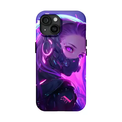 Cyberpunk Anime Girl Neon Purple Glow