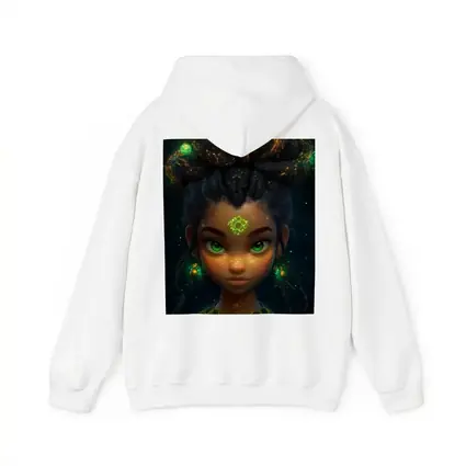 Fantasy Girl Glowing Green Eyes Dark Background