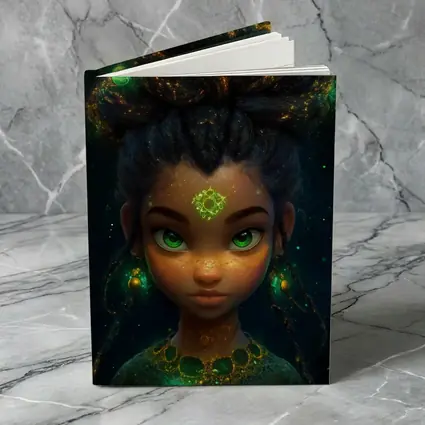 Fantasy Girl Glowing Green Eyes Dark Background