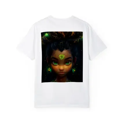 Fantasy Girl Glowing Green Eyes Dark Background