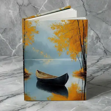 Autumn Lake Rowboat Oil Painting Art