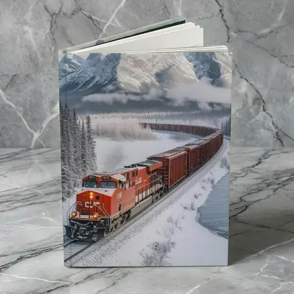 Red Freight Train Winter Mountain Forest