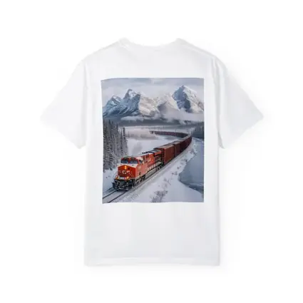 Red Freight Train Winter Mountain Forest