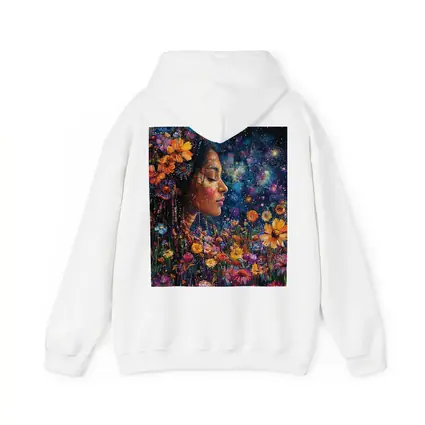 Woman Profile Wildflowers Cosmic Night Sky Art
