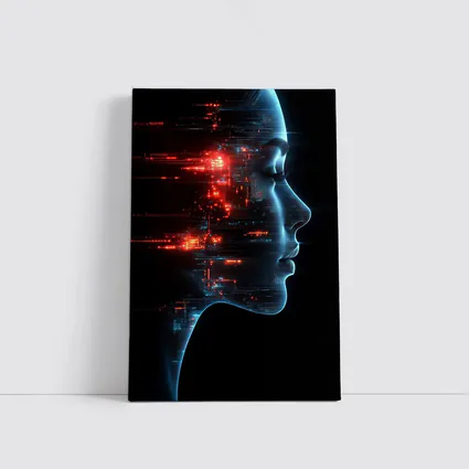 AI Woman Face Digital Circuit Technology Art
