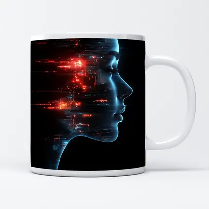 AI Woman Face Digital Circuit Technology Art