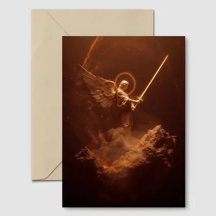 Archangel Warrior With Sword Golden Cosmic