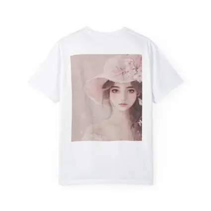 Elegant Girl Pink Floral Hat Portrait Art
