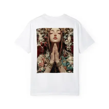 Praying Woman Ornate Floral Headdress Fantasy Art