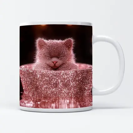 Glittery Pink Cat Sitting In Box
