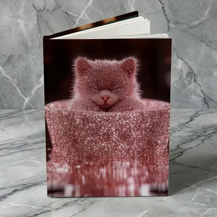Glittery Pink Cat Sitting In Box