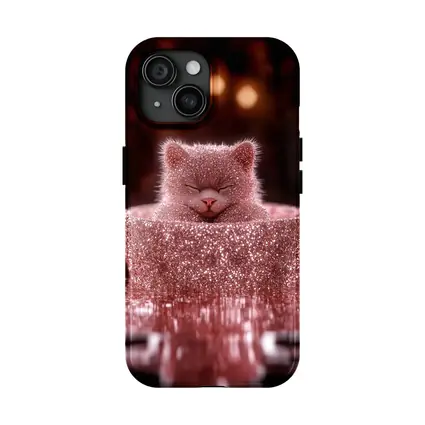 Glittery Pink Cat Sitting In Box