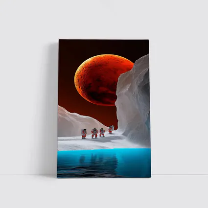 Astronauts Walking On Alien Ice Planet