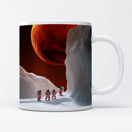 Astronauts Walking On Alien Ice Planet