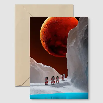 Astronauts Walking On Alien Ice Planet