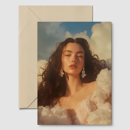 Woman in White Dress Against Blue Sky