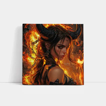 Demon Girl With Horns Fire Fantasy Art