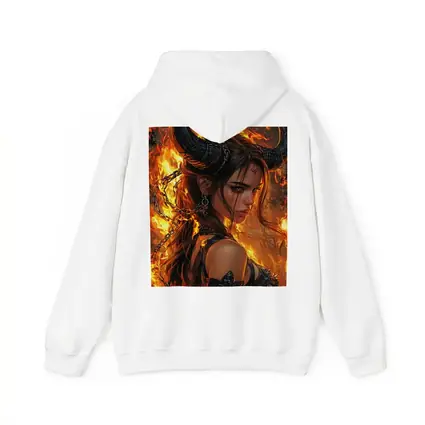 Demon Girl With Horns Fire Fantasy Art