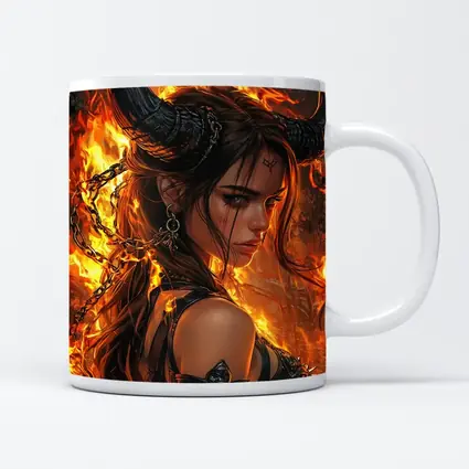 Demon Girl With Horns Fire Fantasy Art