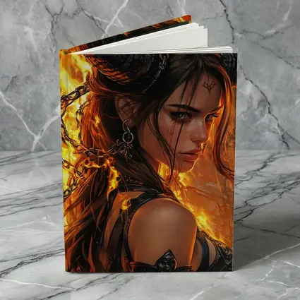 Demon Girl With Horns Fire Fantasy Art