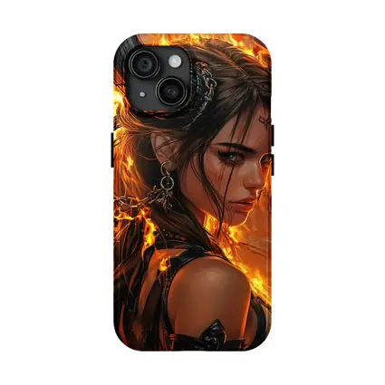 Demon Girl With Horns Fire Fantasy Art