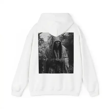 Hooded Mysterious Figure Forest Black White