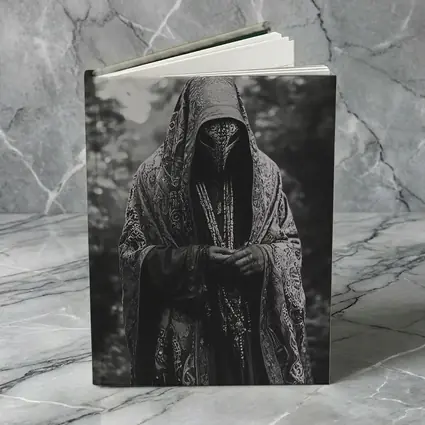 Hooded Mysterious Figure Forest Black White