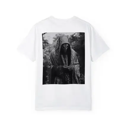 Hooded Mysterious Figure Forest Black White