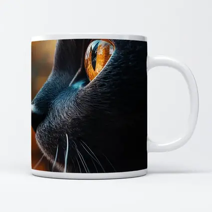 Black Cat Golden Eye Close Up Portrait