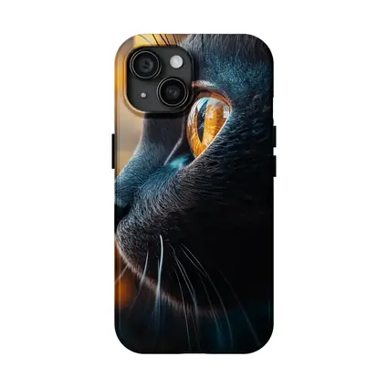 Black Cat Golden Eye Close Up Portrait