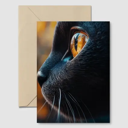 Black Cat Golden Eye Close Up Portrait