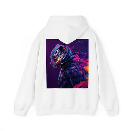 Cyberpunk Leopard Warrior Purple Neon Background