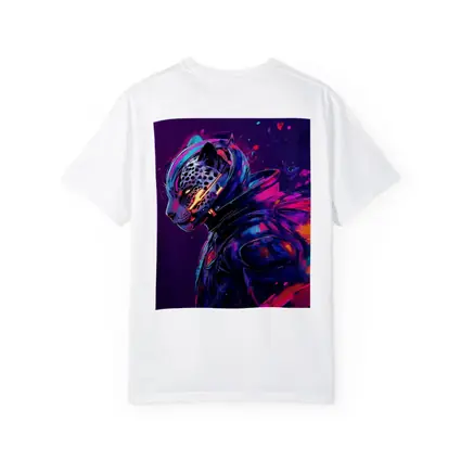 Cyberpunk Leopard Warrior Purple Neon Background