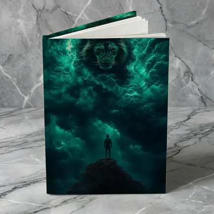 Lion Spirit Emerges From Teal Storm Clouds