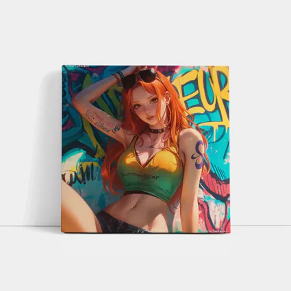 Anime Girl Graffiti Wall Cyberpunk Summer