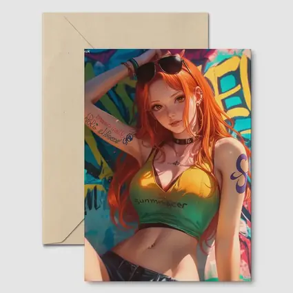Anime Girl Graffiti Wall Cyberpunk Summer