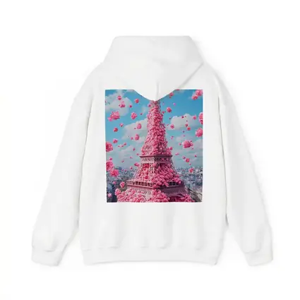 Pink Roses Covering Eiffel Tower Paris Sky