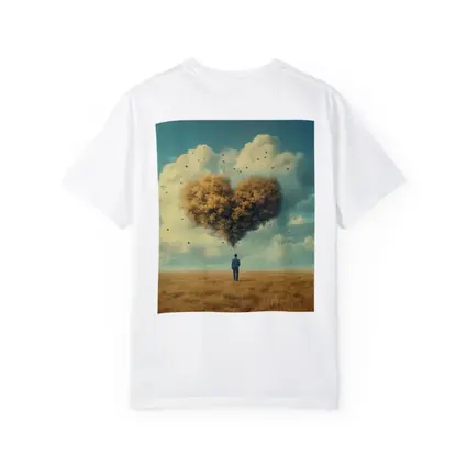 Man Standing Before Giant Heart Cloud Sky